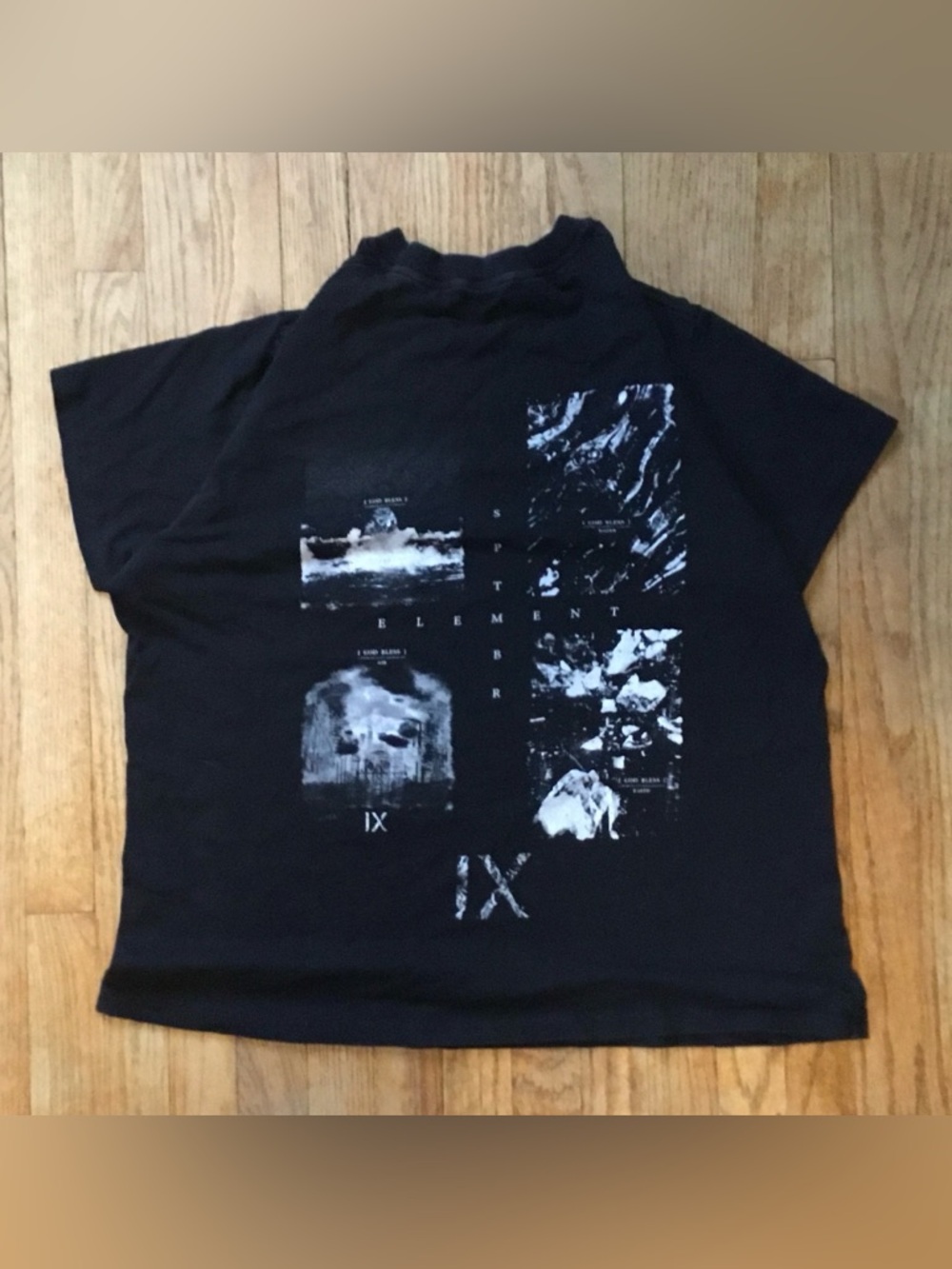 Men's Black Short-Sleeve Graphic Tee with White Artwork